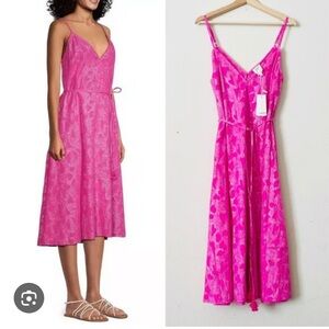 NWT Milly Shimmer Floral tie waist Jacquard slip dress S